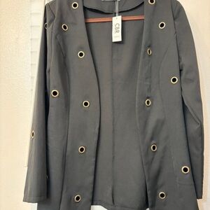 CBR Women's Dark Gray Blazer with Gold Accents
